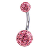 Belly Bar - Steel with Smooth Glitzy Ball (8mm and 5mm balls) - SKU 18141