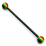 Black Steel Pick and Mix Industrial Scaffold Barbells 1.6mm, 36mm, 5mm, Acrylic Rasta Balls