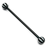Black Steel Pick and Mix Industrial Scaffold Barbells 1.6mm, 34mm, 5mm, Black Acrylic Beach Balls