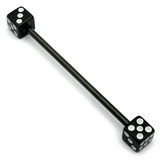 Black Steel Pick and Mix Industrial Scaffold Barbells 1.6mm, 38mm, 5mm, Black Acrylic Dice
