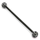 Black Steel Pick and Mix Industrial Scaffold Barbells 1.6mm, 38mm, 5mm, Black-White Acrylic Zebra Balls