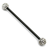 Black Steel Pick and Mix Industrial Scaffold Barbells 1.6mm, 34mm, 5mm, Clear Smooth Glitzy Balls