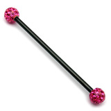 Black Steel Pick and Mix Industrial Scaffold Barbells 1.6mm, 34mm, 5mm, Pink Smooth Glitzy Balls