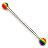 Steel Pick and Mix Industrial Scaffold Barbells - Acrylic Balls 1.6mm, 36mm, 5mm, Rainbow Ball
