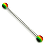 Steel Pick and Mix Industrial Scaffold Barbells - Acrylic Balls 1.6mm, 34mm, 5mm, Rasta Ball