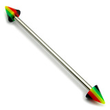 Steel Pick and Mix Industrial Scaffold Barbells - Acrylic Balls 1.6mm, 38mm, 5mm, Rasta Cone