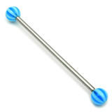 Steel Pick and Mix Industrial Scaffold Barbells - Acrylic Balls 1.6mm, 38mm, 5mm, Blue Beach Ball