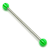 Steel Pick and Mix Industrial Scaffold Barbells - Acrylic Balls 1.6mm, 38mm, 5mm, Green Beach Ball
