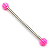 Steel Pick and Mix Industrial Scaffold Barbells - Acrylic Balls 1.6mm, 34mm, 5mm, Pink Beach Ball