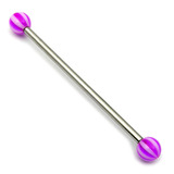 Steel Pick and Mix Industrial Scaffold Barbells - Acrylic Balls 1.6mm, 34mm, 5mm, Purple Beach Ball