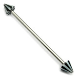 Steel Pick and Mix Industrial Scaffold Barbells - Acrylic Balls 1.6mm, 34mm, 5mm, Black Beach Cone