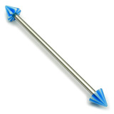 Steel Pick and Mix Industrial Scaffold Barbells - Acrylic Balls 1.6mm, 38mm, 5mm, Blue Beach Cone