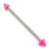 Steel Pick and Mix Industrial Scaffold Barbells - Acrylic Balls 1.6mm, 36mm, 5mm, Pink Beach Cone