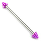 Steel Pick and Mix Industrial Scaffold Barbells - Acrylic Balls 1.6mm, 38mm, 5mm, Purple Beach Cone