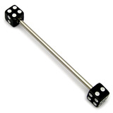 Steel Pick and Mix Industrial Scaffold Barbells - Acrylic Balls 1.6mm, 34mm, 5mm, Black Dice