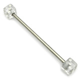 Steel Pick and Mix Industrial Scaffold Barbells - Acrylic Balls 1.6mm, 38mm, 5mm, Clear Dice