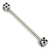 Steel Pick and Mix Industrial Scaffold Barbells - Acrylic Balls 1.6mm, 38mm, 5mm, White Dice