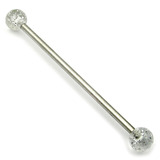 Steel Pick and Mix Industrial Scaffold Barbells - Acrylic Balls 1.6mm, 38mm, 5mm, Clear Glitter Ball