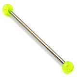 Steel Pick and Mix Industrial Scaffold Barbells - Acrylic Balls 1.6mm, 34mm, 5mm, Green Glitter Ball