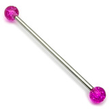 Steel Pick and Mix Industrial Scaffold Barbells - Acrylic Balls 1.6mm, 36mm, 5mm, Purple Glitter Ball