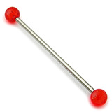 Steel Pick and Mix Industrial Scaffold Barbells - Acrylic Balls 1.6mm, 38mm, 5mm, Red Glitter Ball