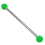 Steel Pick and Mix Industrial Scaffold Barbells - Acrylic Balls 1.6mm, 36mm, 5mm, Green Neon Ball