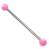 Steel Pick and Mix Industrial Scaffold Barbells - Acrylic Balls 1.6mm, 34mm, 5mm, Pink Neon Ball