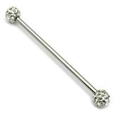 Steel Pick and Mix Industrial Scaffold Barbells 1.6mm, 38mm, 5mm, Crystal Clear Smooth Glitzy Balls