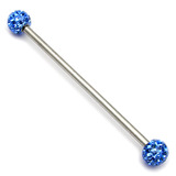 Steel Pick and Mix Industrial Scaffold Barbells 1.6mm, 36mm, 5mm, Sapphire Blue Smooth Glitzy Balls