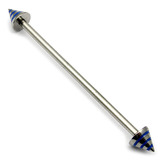 Steel Pick and Mix Industrial Scaffold Barbells 1.6mm, 34mm, 5mm, Steel Saturn Cones - Blue