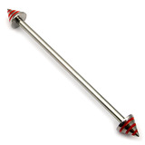Steel Pick and Mix Industrial Scaffold Barbells 1.6mm, 34mm, 5mm, Steel Saturn Cones - Red