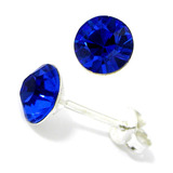 Silver Crystal Studs ST8 - ST9 - ST10 6mm Sapphire Blue (ST9)
