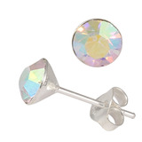 Silver Crystal Studs ST8 - ST9 - ST10 6mm Crystal AB (ST9)