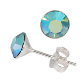 Silver Crystal Studs ST8 - ST9 - ST10 6mm Aqua AB (ST9)