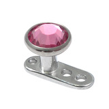 Titanium Dermal Anchor with Jewelled Disk Top (4mm diameter - standard) 2.0mm, Pink