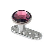 Titanium Dermal Anchor with Jewelled Disk Top (4mm diameter - standard) 1.5mm, Purple