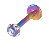 Titanium Multi-Gem Jewelled Labret 1.2mm, 6mm, Rainbow, Crystal Clear