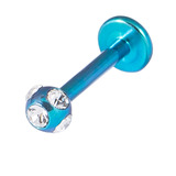 Titanium Multi-Gem Jewelled Labret 1.2mm, 6mm, Turquoise, Crystal Clear
