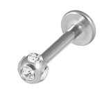 Titanium Multi-Gem Jewelled Labret 1.2mm, 8mm, Mirror Polish, Crystal Clear