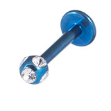 Titanium Multi-Gem Jewelled Labret 1.2mm, 8mm, Blue, Crystal Clear