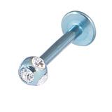 Titanium Multi-Gem Jewelled Labret 1.2mm, 12mm, Ice Blue, Crystal Clear