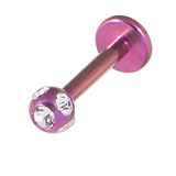 Titanium Multi-Gem Jewelled Labret 1.2mm, 12mm, Purple, Crystal Clear