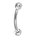 Titanium Multi-Gem Micro Curved Barbell 1.2mm 1.2mm, 6mm, Mirror Polish, Crystal Clear