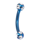 Titanium Multi-Gem Micro Curved Barbell 1.2mm 1.2mm, 8mm, Blue, Crystal Clear