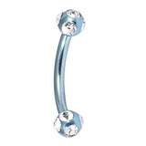 Titanium Multi-Gem Micro Curved Barbell 1.2mm 1.2mm, 8mm, Ice Blue, Crystal Clear