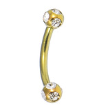 Titanium Multi-Gem Micro Curved Barbell 1.2mm 1.2mm, 8mm, Gold, Crystal Clear