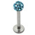 Smooth Glitzy Ball Labrets 1.6mm gauge 4mm Ball 1.6mm, 6mm, 4mm ball, Light Blue - alternative image