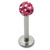 Smooth Glitzy Ball Labrets 1.6mm gauge 4mm Ball 1.6mm, 10mm, 4mm ball, Pink - alternative image
