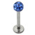 Smooth Glitzy Ball Labrets 1.6mm gauge 4mm Ball 1.6mm, 8mm, 4mm ball, Sapphire Blue - alternative image
