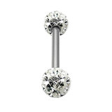 Smooth Glitzy Ball Barbell Double Ended with 4mm balls 1.6mm, 12mm, 4mm, Crystal Clear